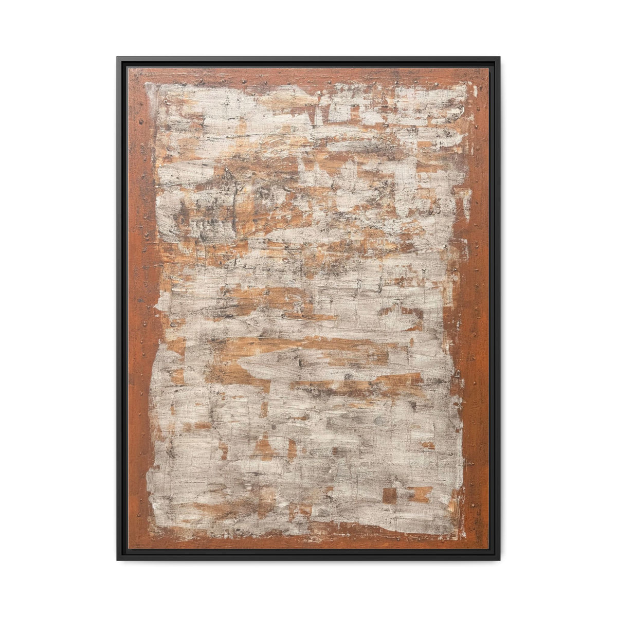 Framed Rust & Cream Modern Texture Canvas Abstract Wall Art