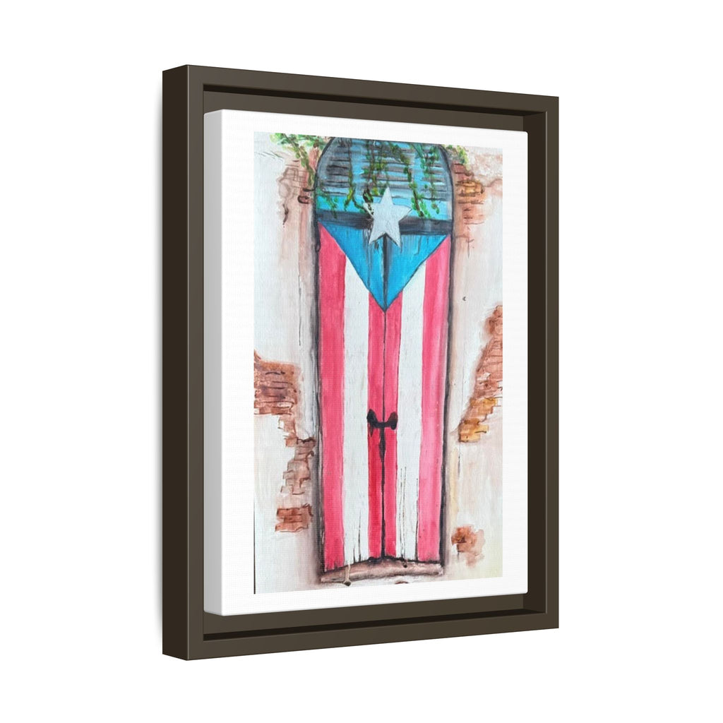 Puerto Rico Flag Door Matte Canvas Print — Framed Wall Art