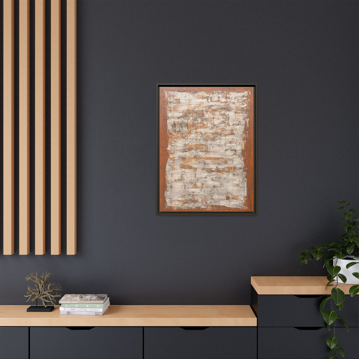 Framed Rust & Cream Modern Texture Canvas Abstract Wall Art