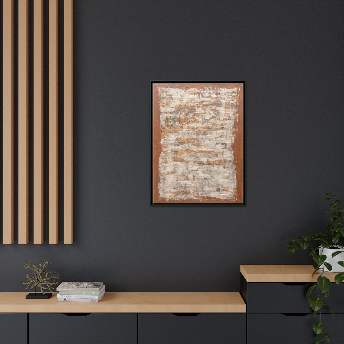 Framed Rust & Cream Modern Texture Canvas Abstract Wall Art