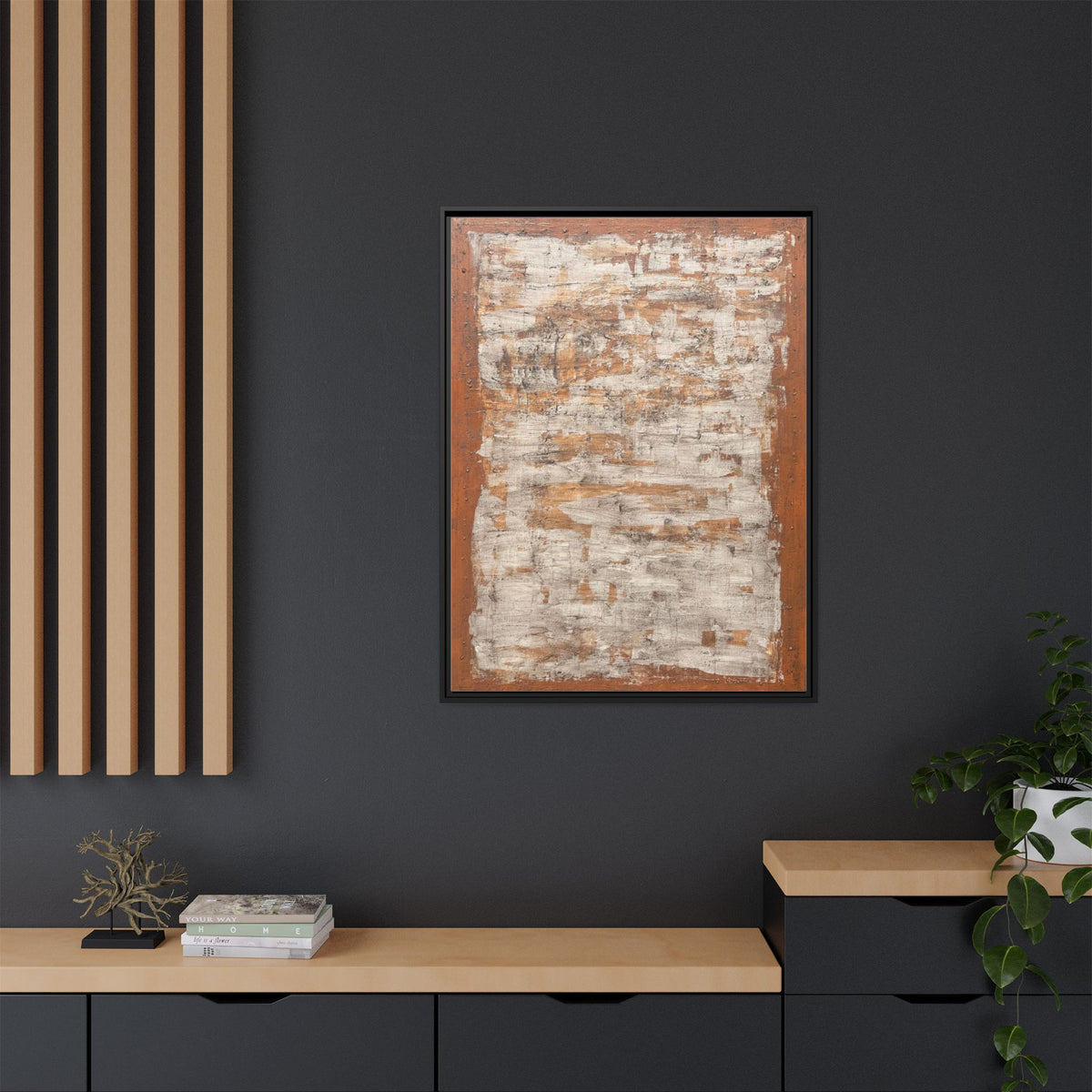 Framed Rust & Cream Modern Texture Canvas Abstract Wall Art