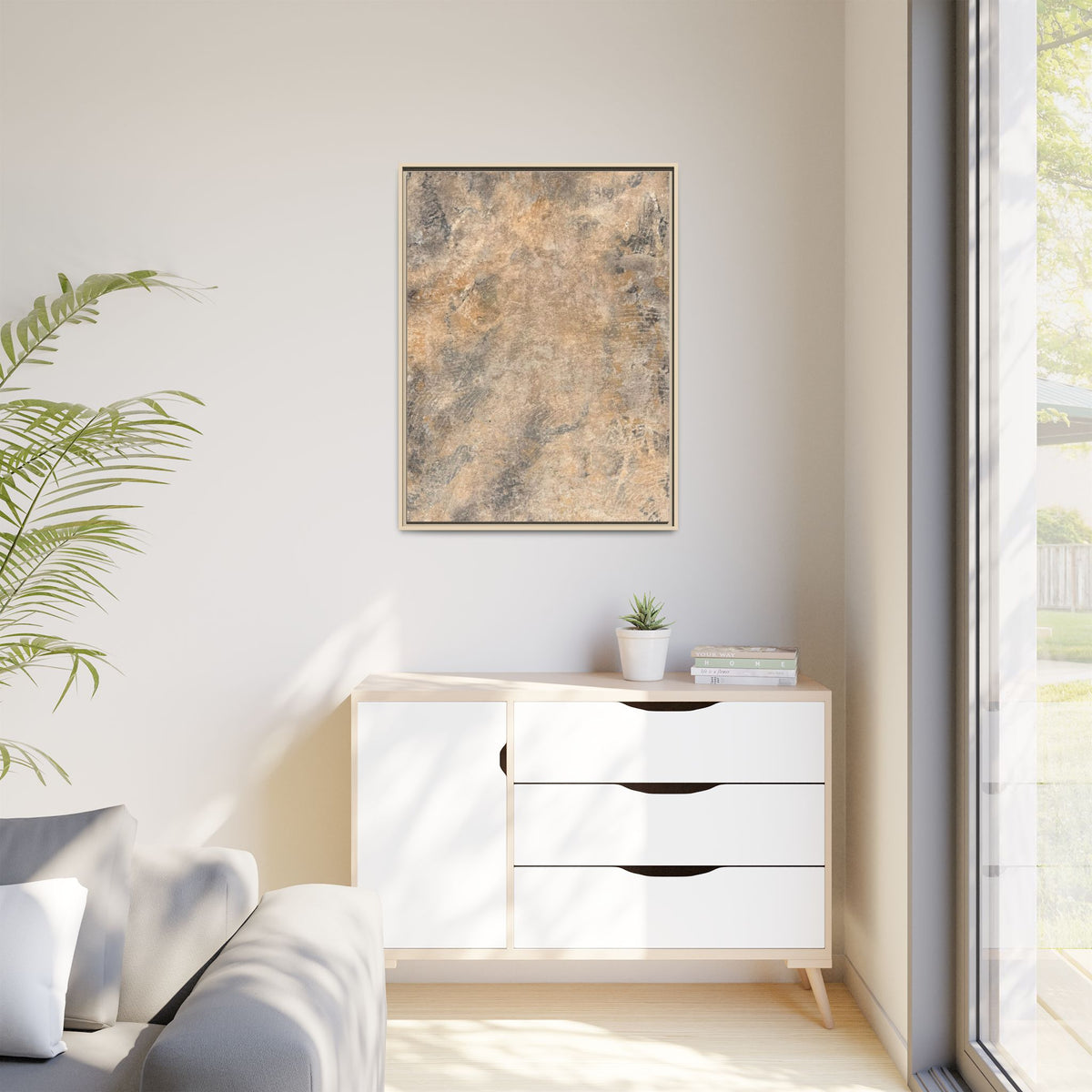 Abstract Earth Tones Matte Canvas Framed Art