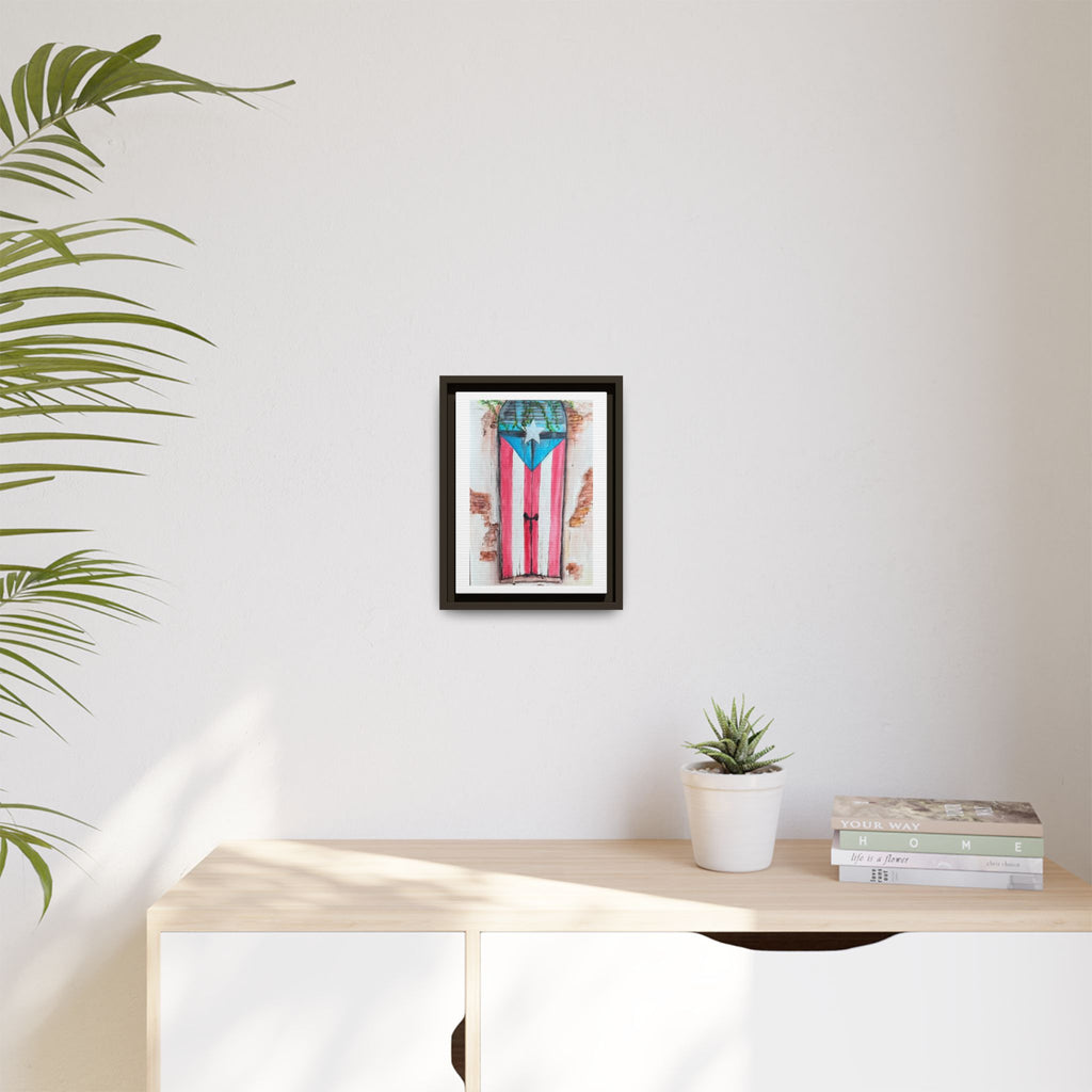 Puerto Rico Flag Door Matte Canvas Print — Framed Wall Art