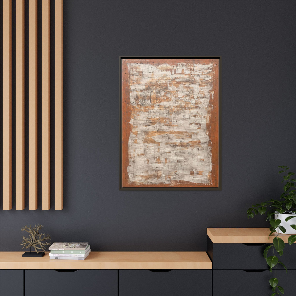 Framed Rust & Cream Modern Texture Canvas Abstract Wall Art