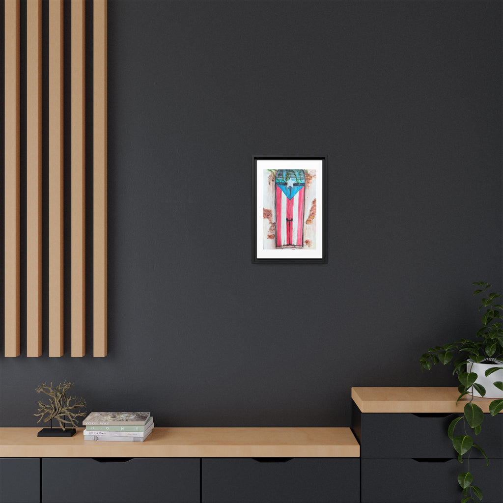 Puerto Rico Flag Door Matte Canvas Print — Framed Wall Art